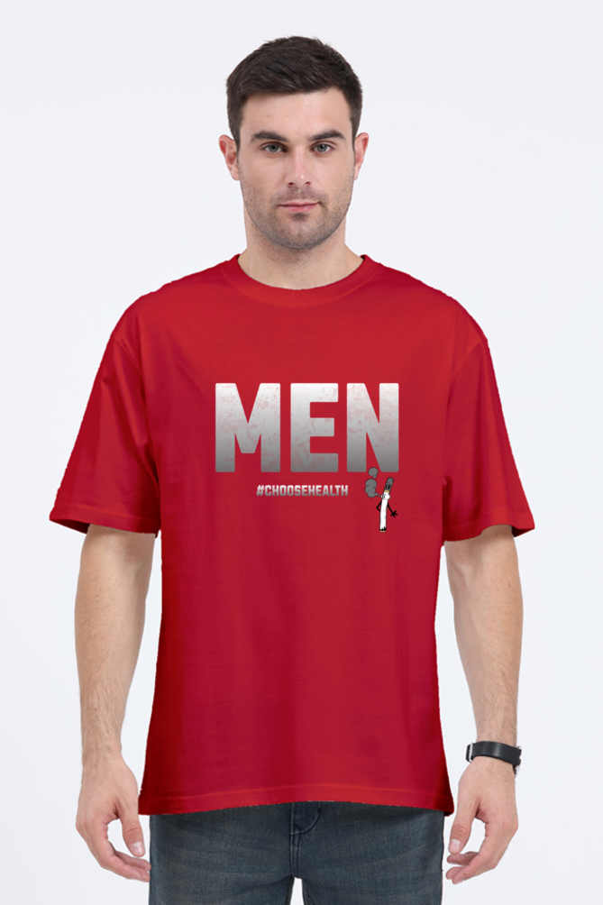 Men Oversized T-Shirt with #ChooseHealth Design and Real Men Don’t Smoke Message – Premium Cotton