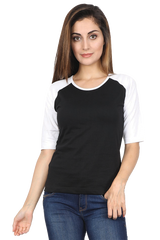 White Female Raglan Full Sleeve T-Shirt