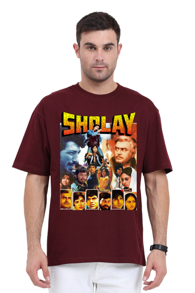 Buy Sholay Oversized T-Shirt | Vintage Bollywood Graphic Tee Online