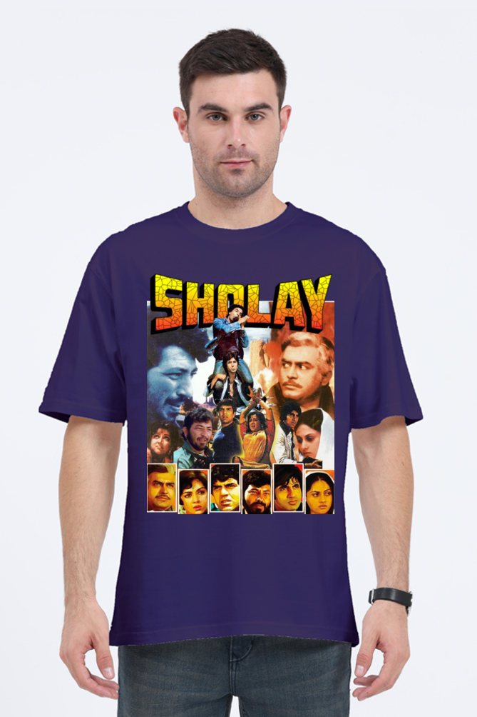 Buy Sholay Oversized T-Shirt | Vintage Bollywood Graphic Tee Online