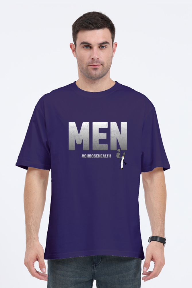 Men Oversized T-Shirt with #ChooseHealth Design and Real Men Don’t Smoke Message – Premium Cotton