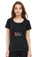 Female round neck half sleeve T-shirt