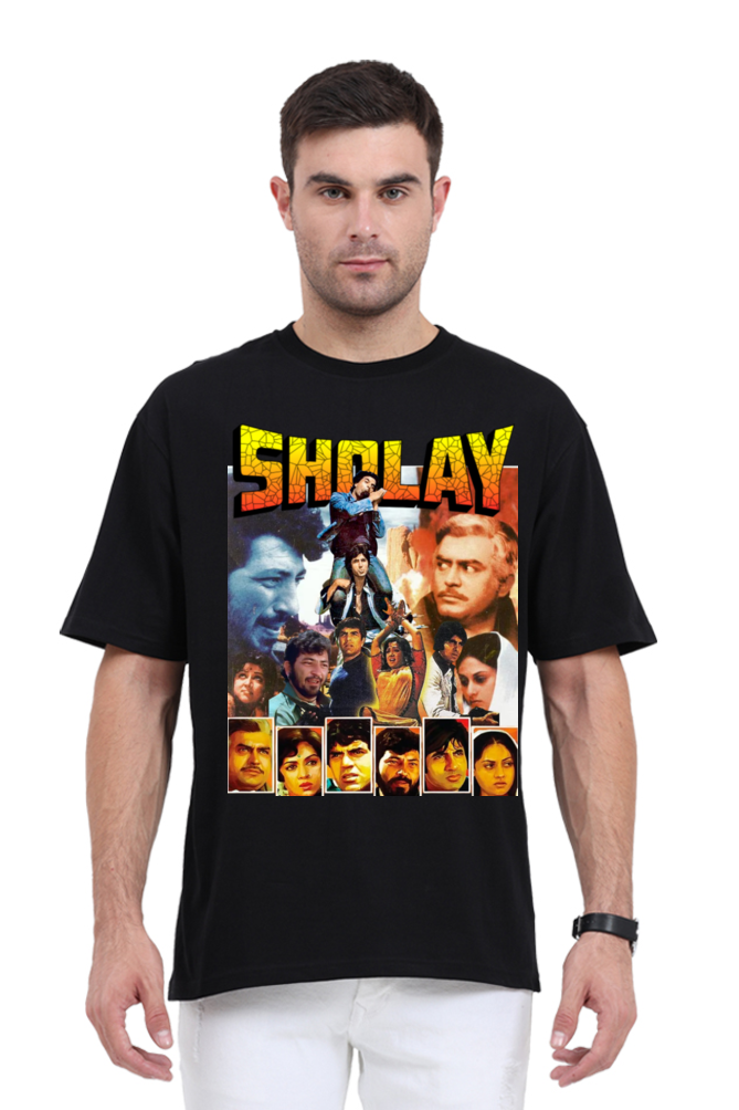 Buy Sholay Oversized T-Shirt | Vintage Bollywood Graphic Tee Online