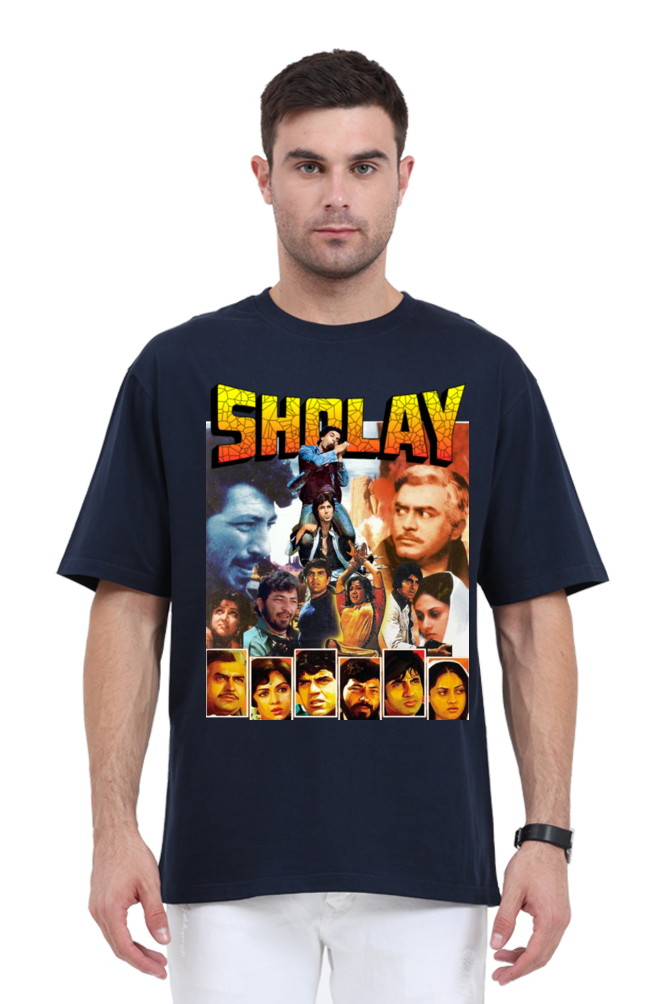 Buy Sholay Oversized T-Shirt | Vintage Bollywood Graphic Tee Online