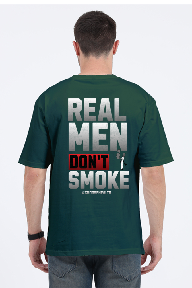 Men Oversized T-Shirt with #ChooseHealth Design and Real Men Don’t Smoke Message – Premium Cotton