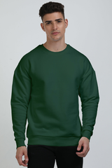 Men’s Oversized Bottle Green Premium Sweatshirt – Soft Cotton Fleece | NotchBuy India
