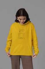 Women's Hooded Sweatshirt - 'Who Cares' Graphic.