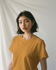 Women Golden Yellow  Plain oversized t shirt