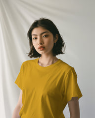 Women mustard yellow Plain oversized t shirt