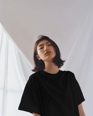 Women Black  Plain oversized t shirt