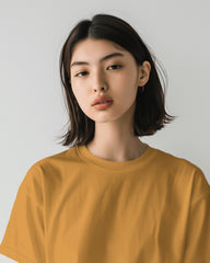 Women Golden Yellow  Plain oversized t shirt