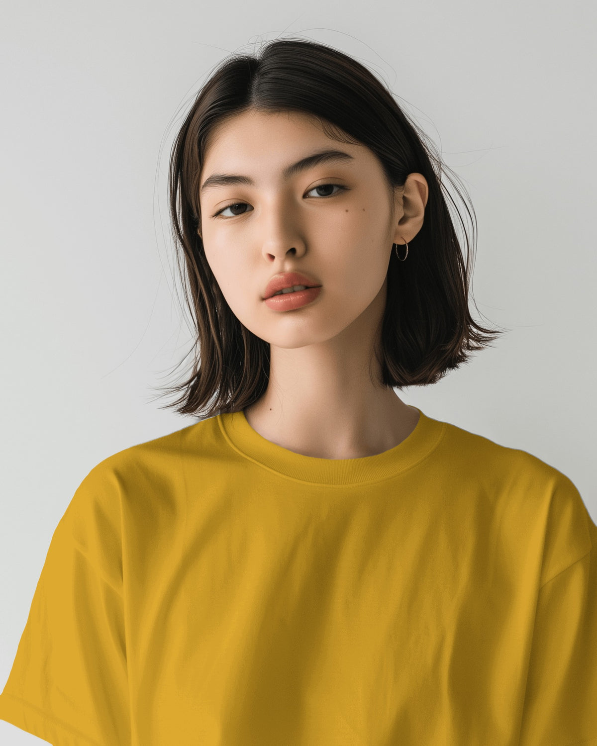 Women mustard yellow Plain oversized t shirt