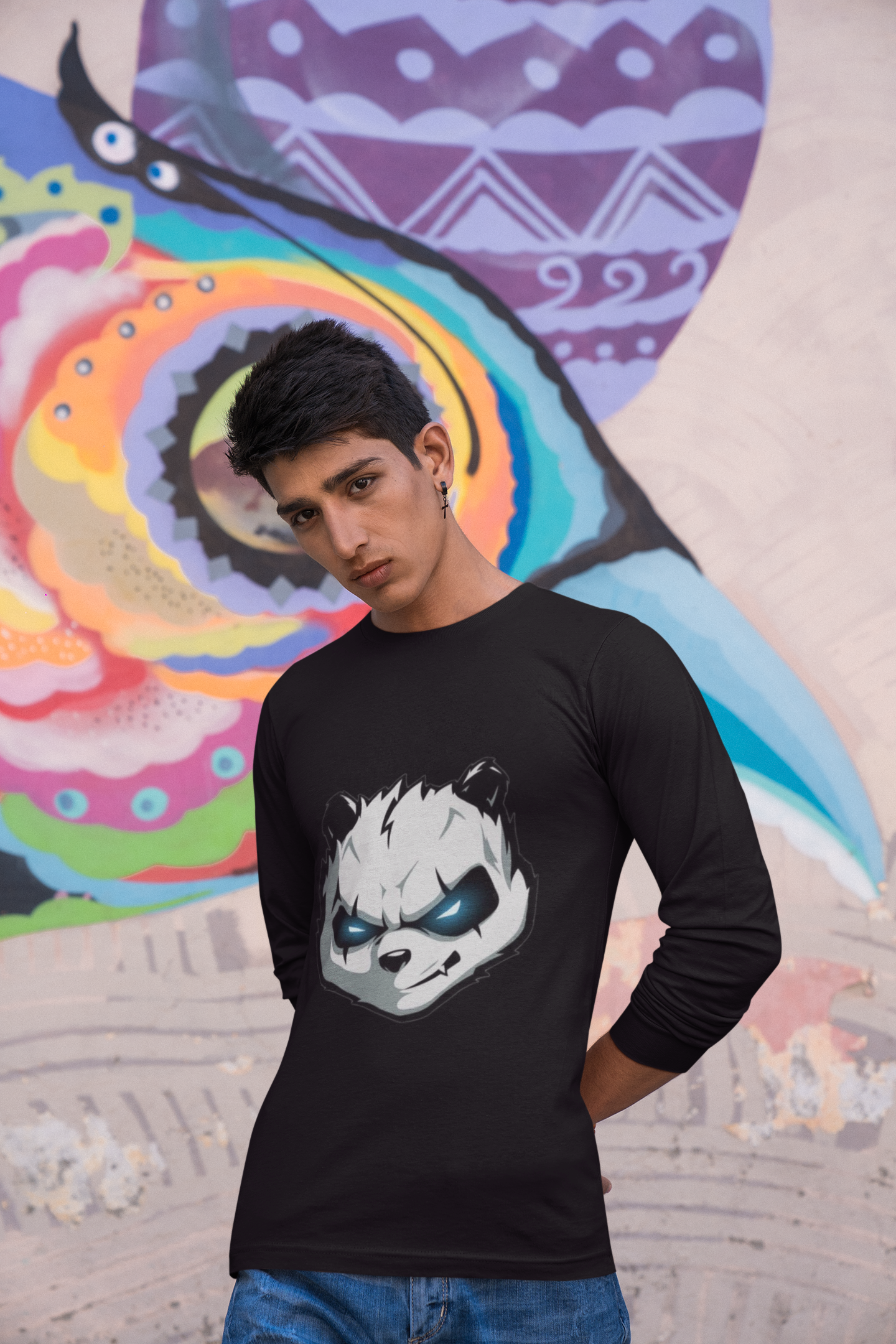 Angry Panda full sleeve T-shirt for men