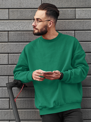 Men’s Oversized Bottle Green Premium Sweatshirt – Soft Cotton Fleece | NotchBuy India
