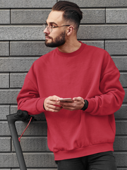 Men’s Oversized Maroon Premium Sweatshirt – Soft Cotton Fleece | NotchBuy India
