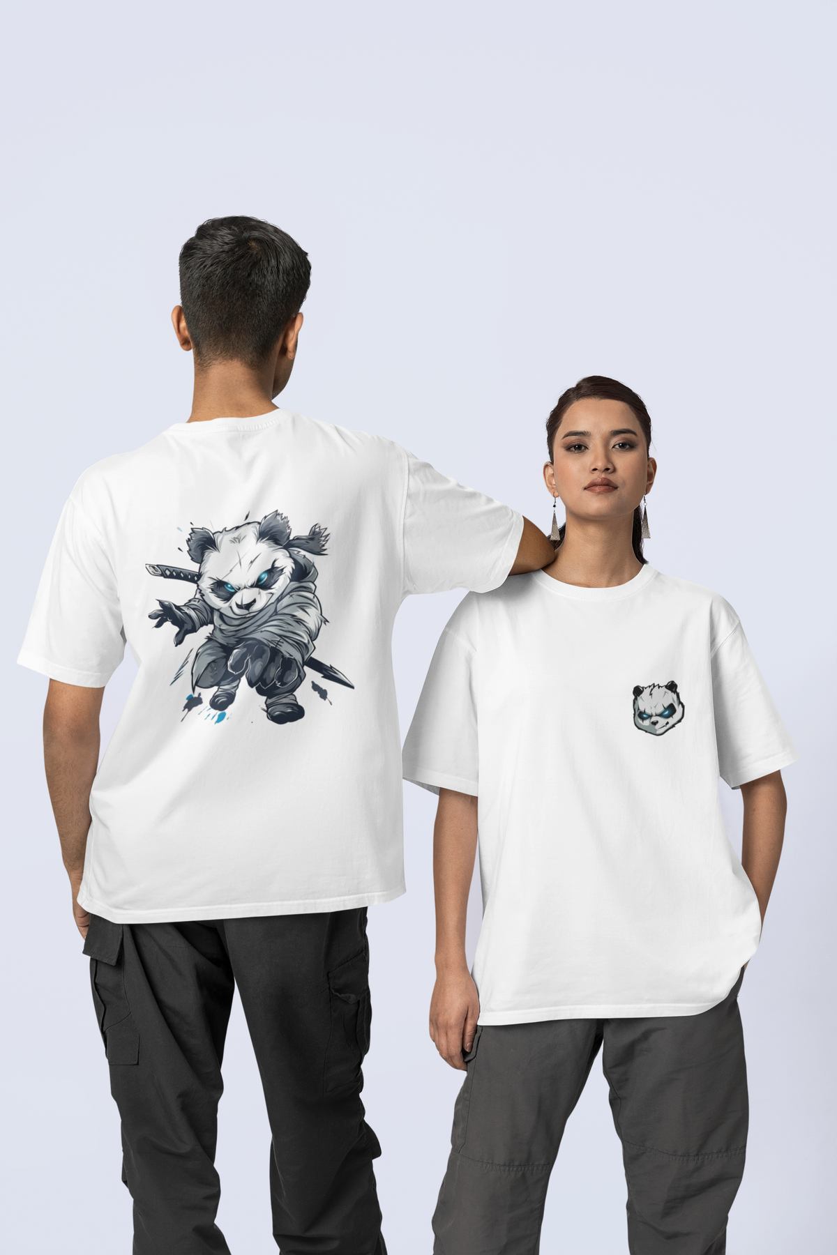 Warrior Panda Oversized Unisex T-Shirt – Bold Style for Everyone