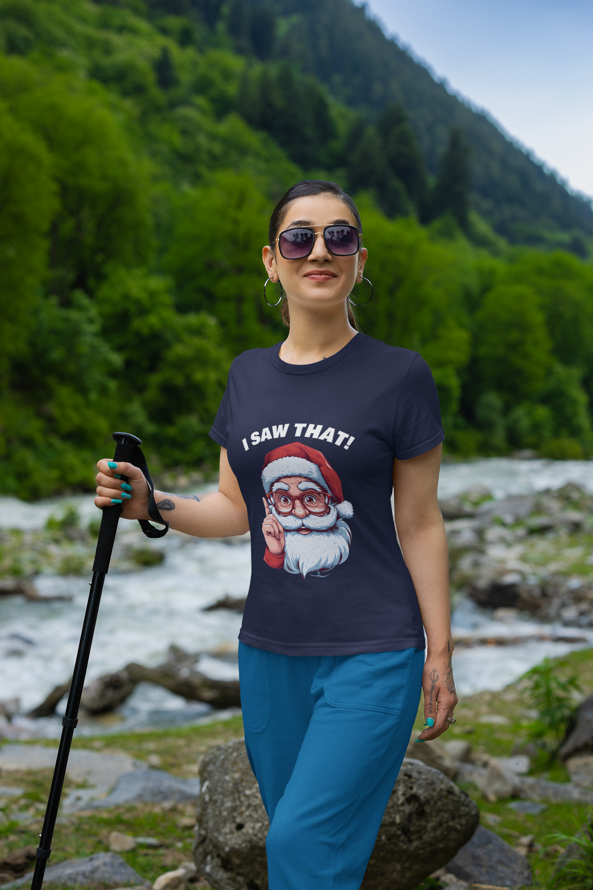 Santa Design Women's Half Sleeve T-Shirt – Premium Cotton Casual Wear | NotchBuy India