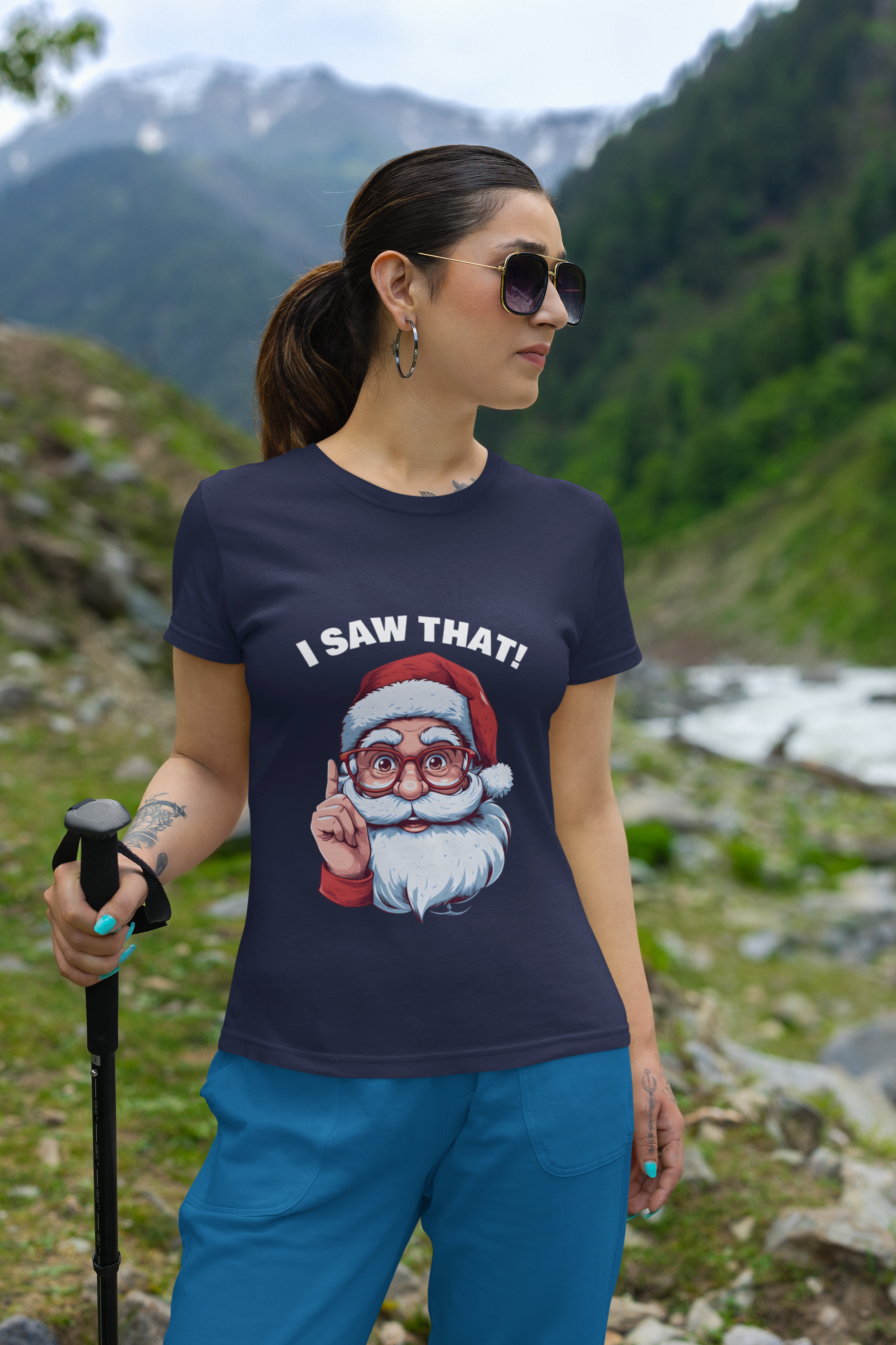 Santa Design Women's Half Sleeve T-Shirt – Premium Cotton Casual Wear | NotchBuy India