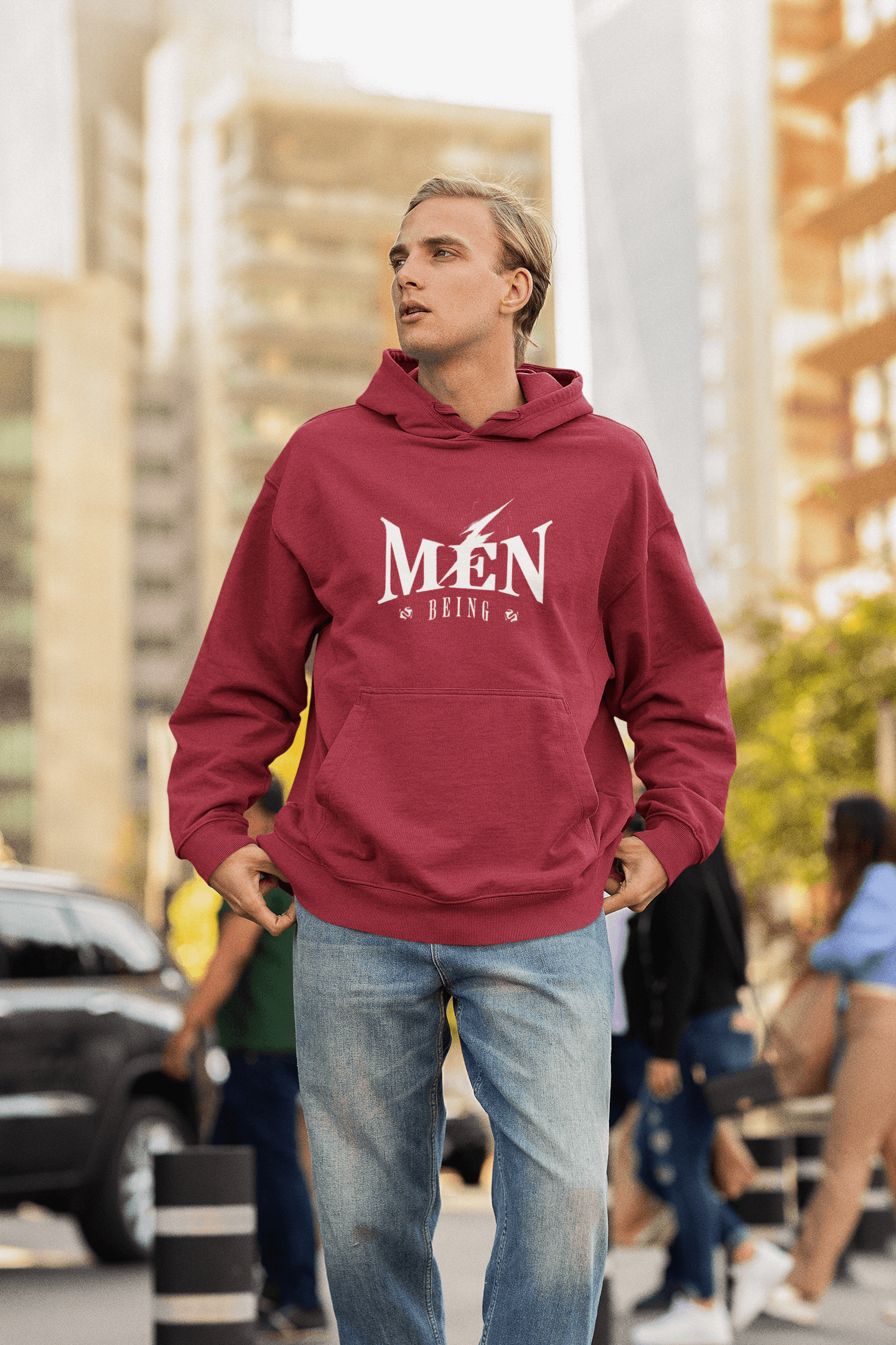 Men’s 'Being Man' Oversized Hooded Sweatshirt – Comfort and Style Redefined.