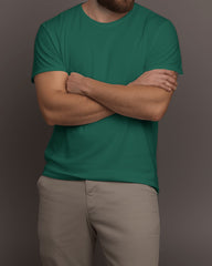 Men's Bottle Green Premium Cotton T-Shirt – Plain, Soft & Stylish | Buy Online in India
