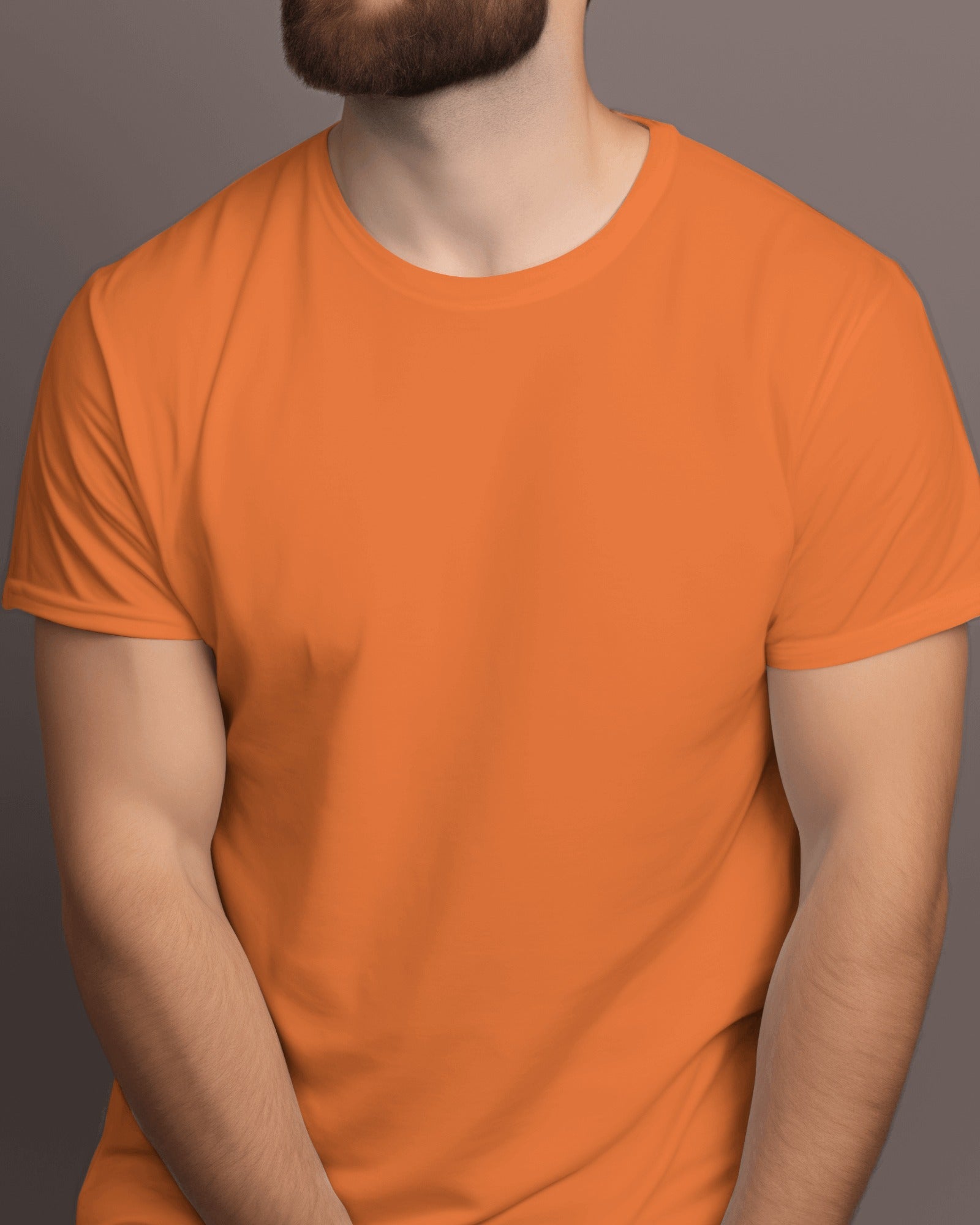 Men's Orange Premium Cotton T-Shirt – Plain, Soft & Stylish | Buy Online in India