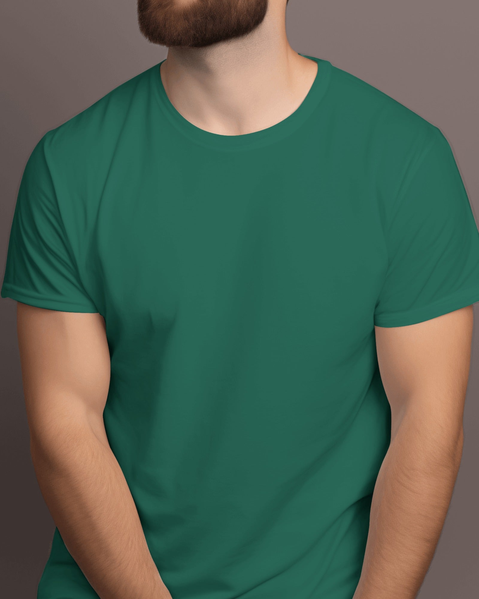 Men's Bottle Green Premium Cotton T-Shirt – Plain, Soft & Stylish | Buy Online in India
