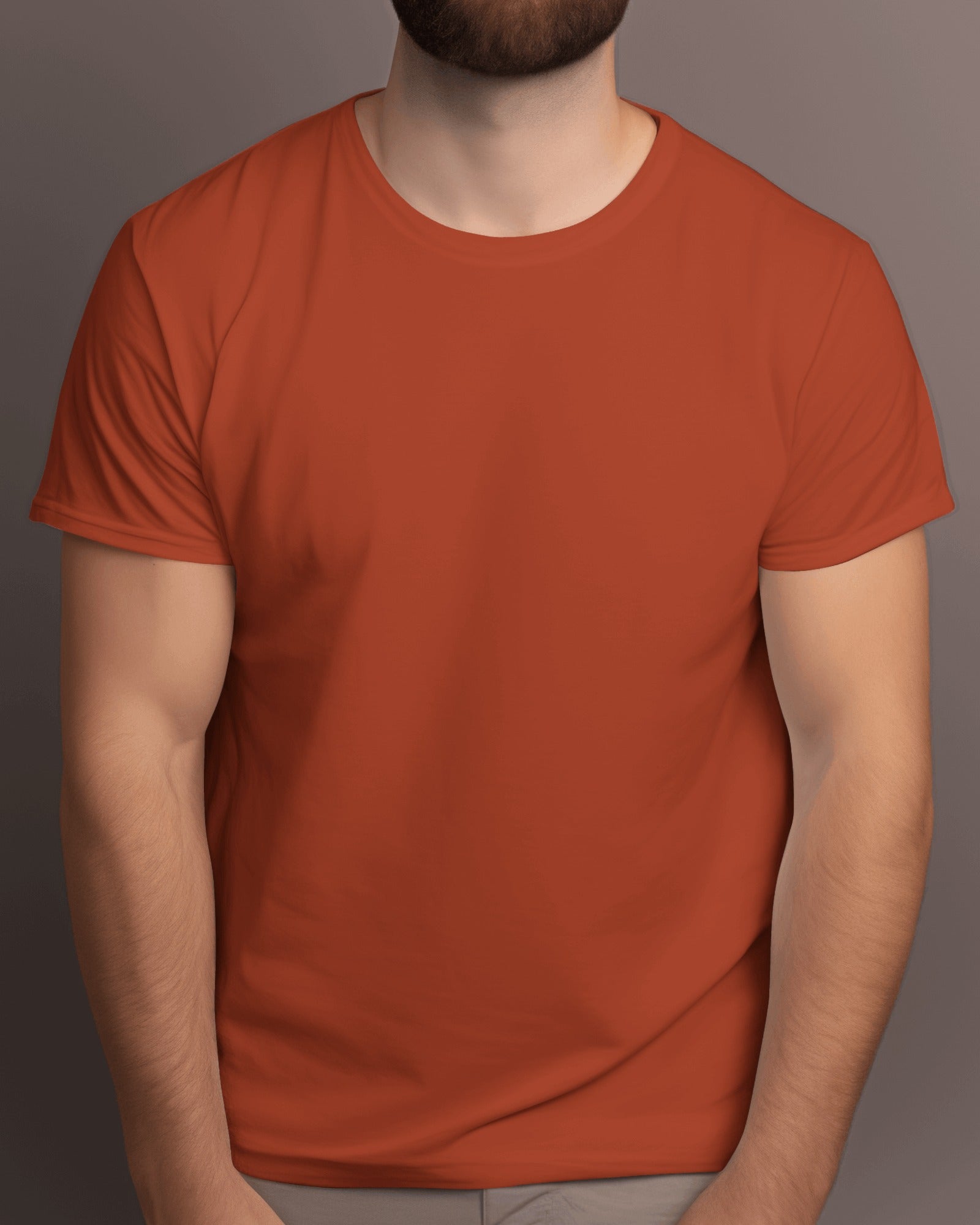 Men's Brick Red Plain T-Shirt – Premium Cotton, Stylish & Comfortable | Buy Online in India