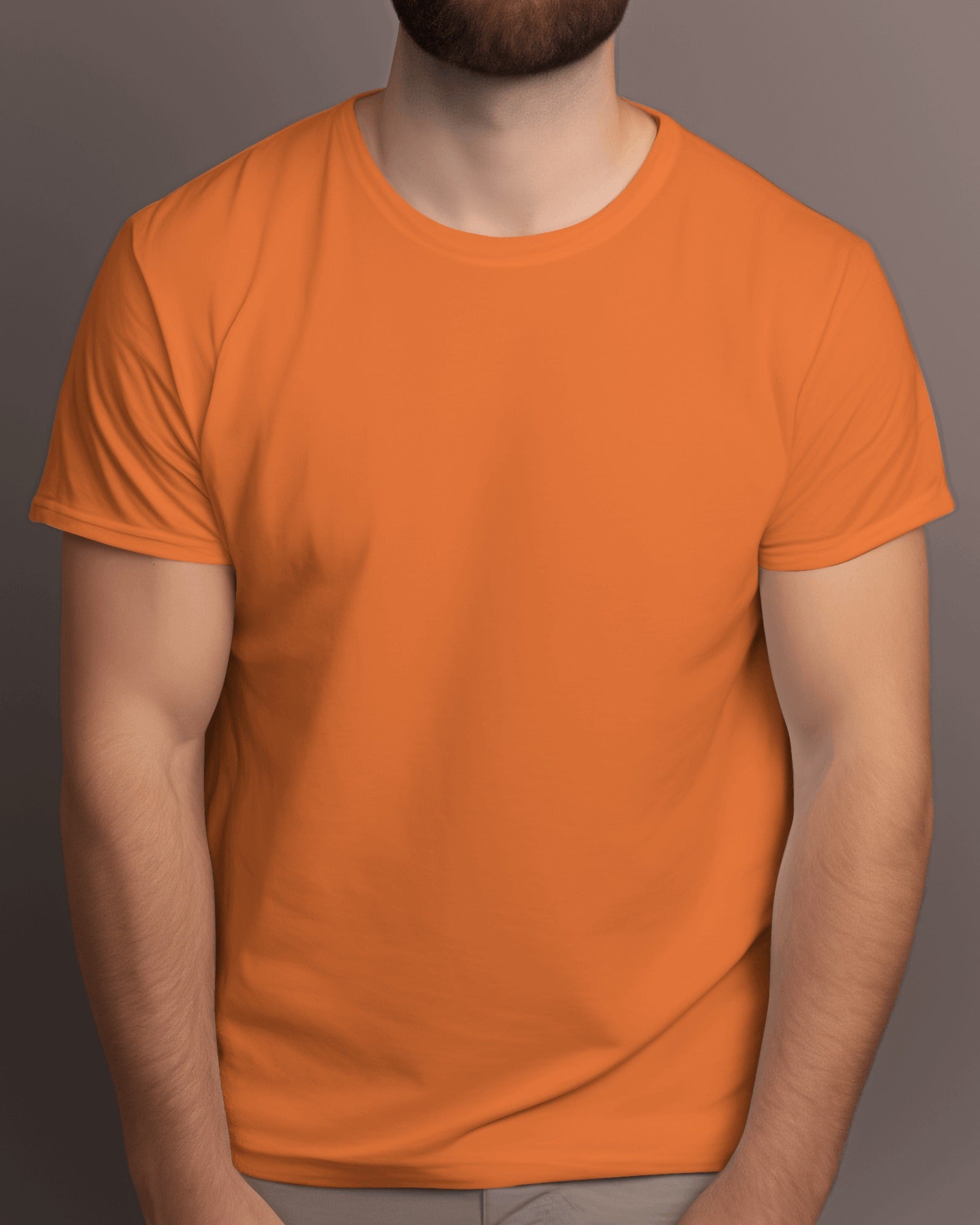 Men's Orange Premium Cotton T-Shirt – Plain, Soft & Stylish | Buy Online in India