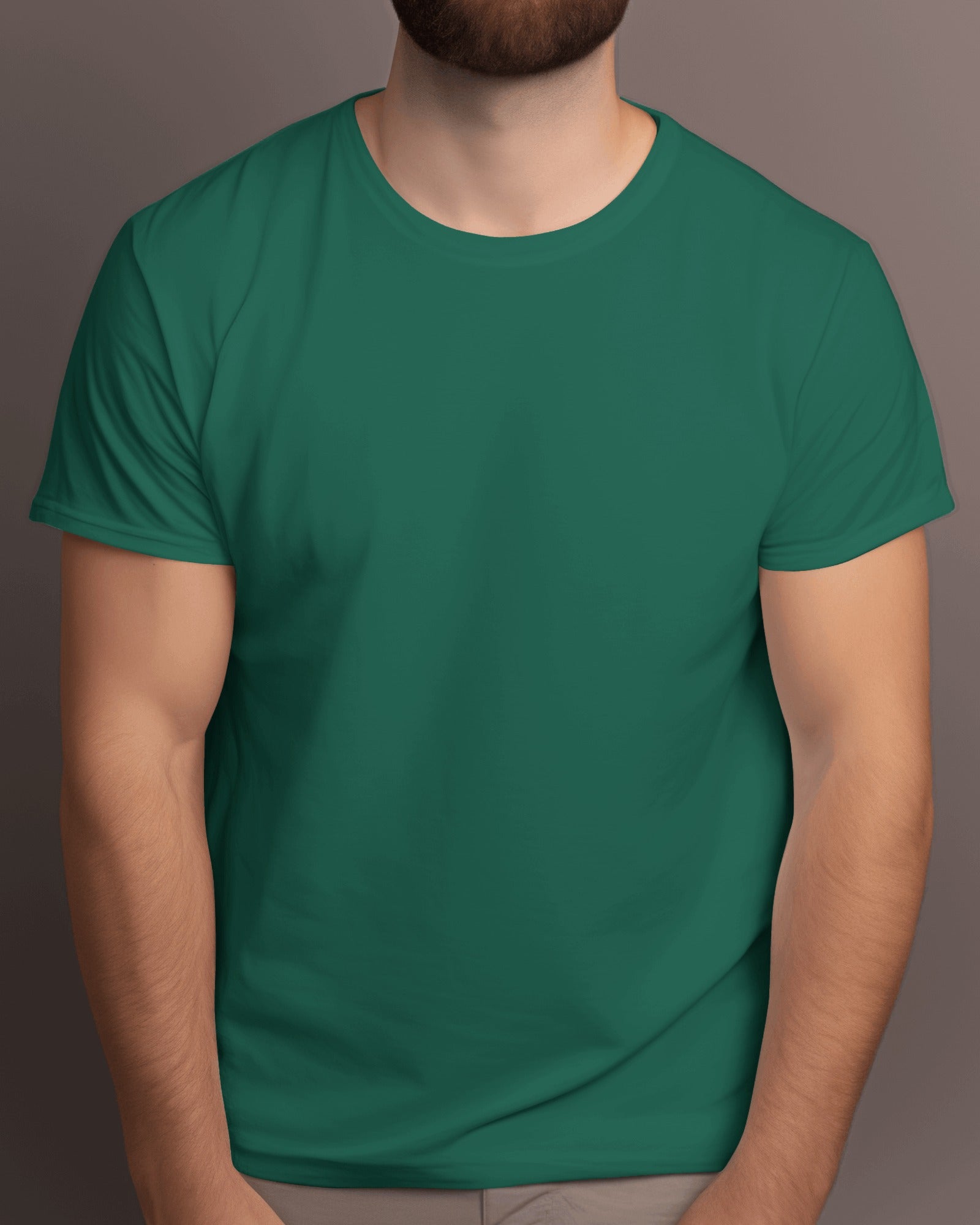 Men's Bottle Green Premium Cotton T-Shirt – Plain, Soft & Stylish | Buy Online in India
