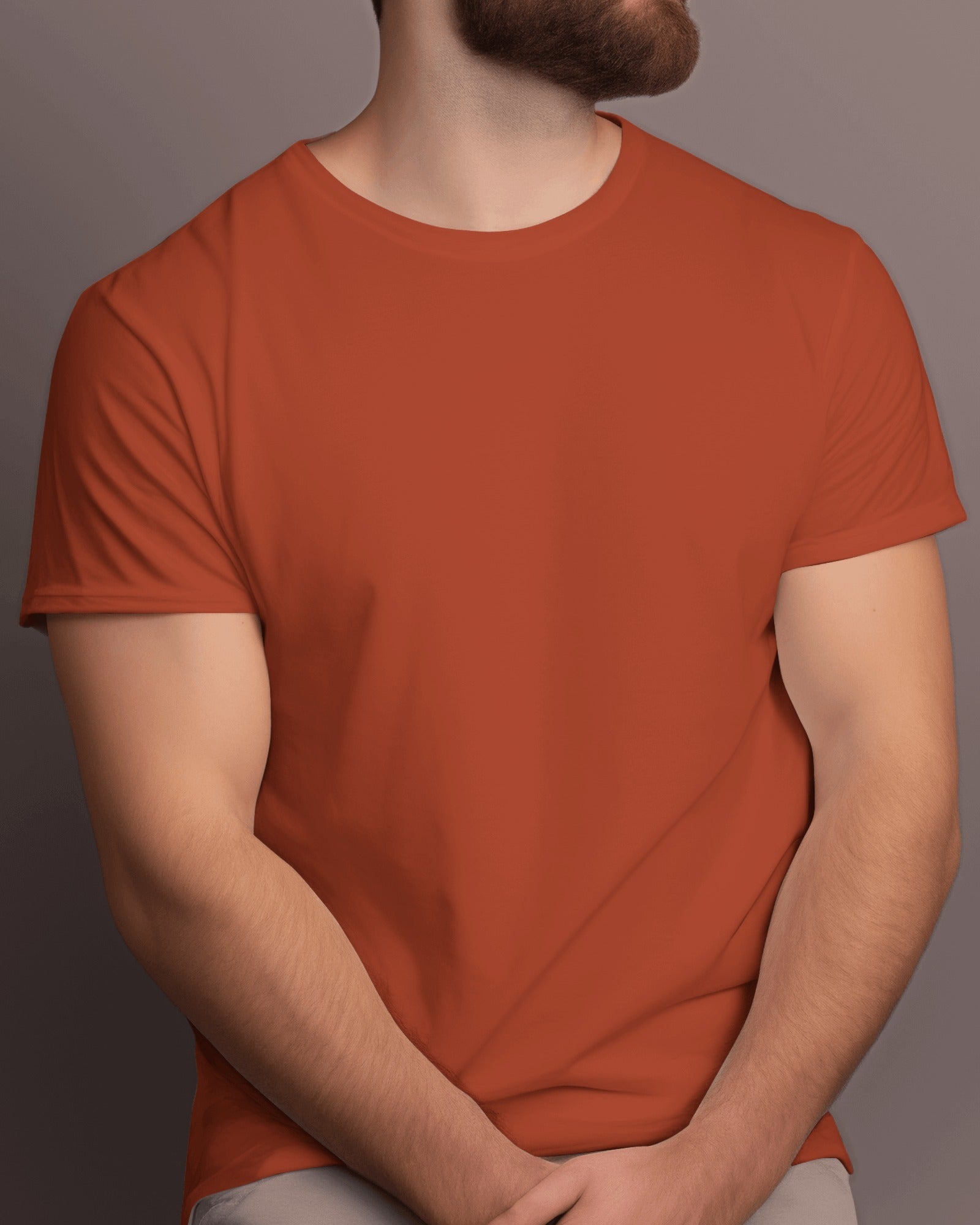 Men's Brick Red Plain T-Shirt – Premium Cotton, Stylish & Comfortable | Buy Online in India