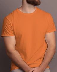 Men's Orange Premium Cotton T-Shirt – Plain, Soft & Stylish | Buy Online in India