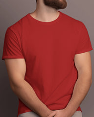 Men's Red Plain T-Shirt – Premium Cotton, Stylish & Vibrant | Buy Online in India