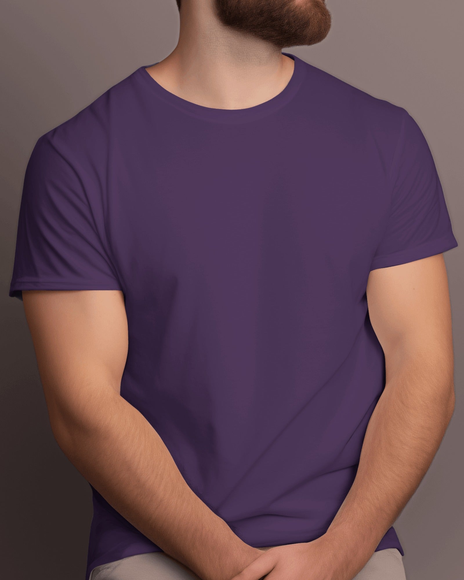 Men's Purple Premium Cotton T-Shirt – Plain, Stylish & Comfortable | Buy Online in India