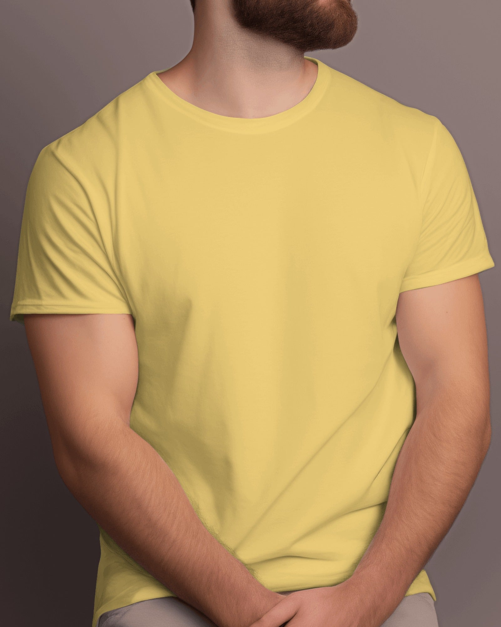 Premium Cotton Yellow T-Shirt for Men – Comfortable & Stylish