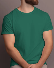 Men's Bottle Green Premium Cotton T-Shirt – Plain, Soft & Stylish | Buy Online in India
