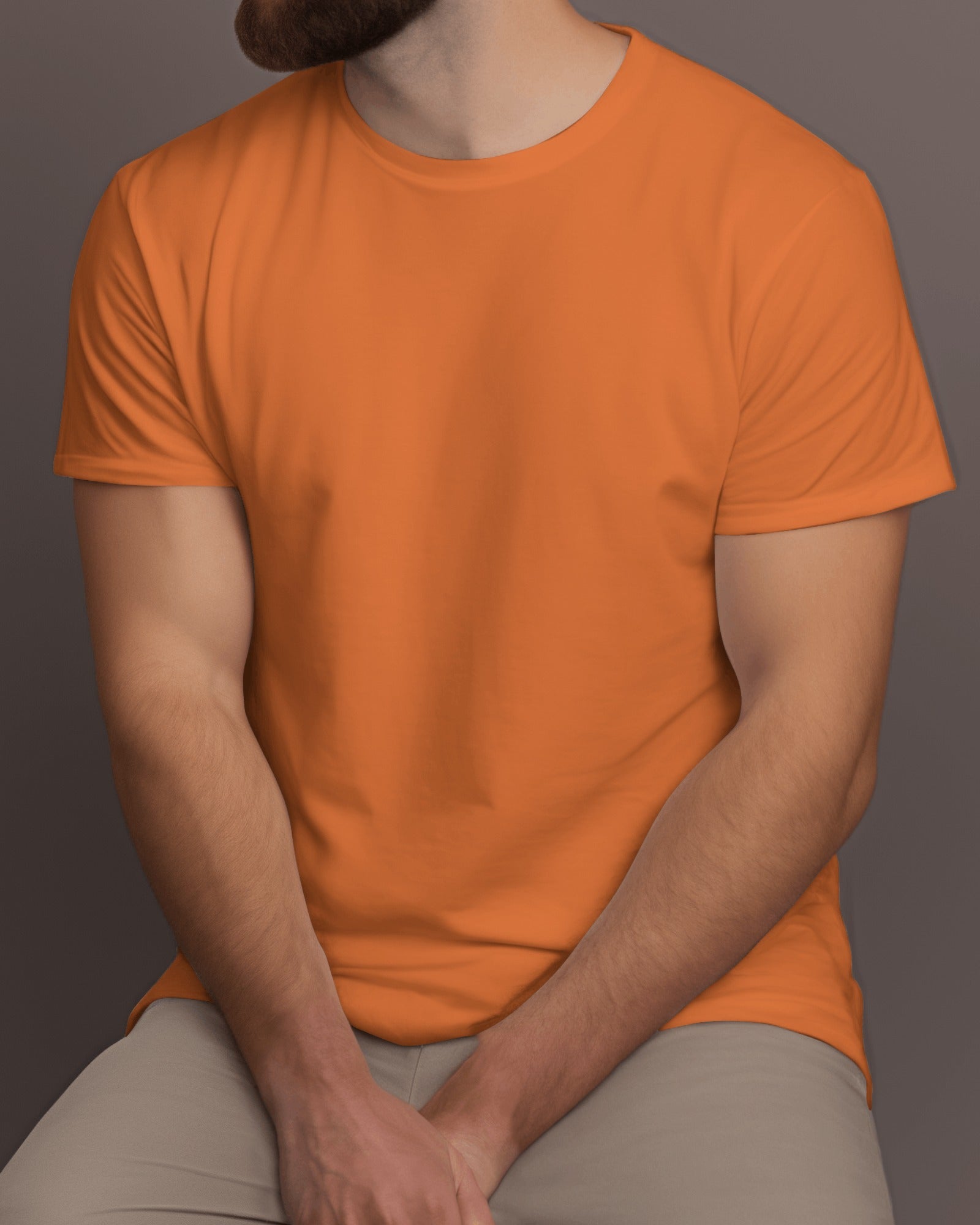 Men's Orange Premium Cotton T-Shirt – Plain, Soft & Stylish | Buy Online in India