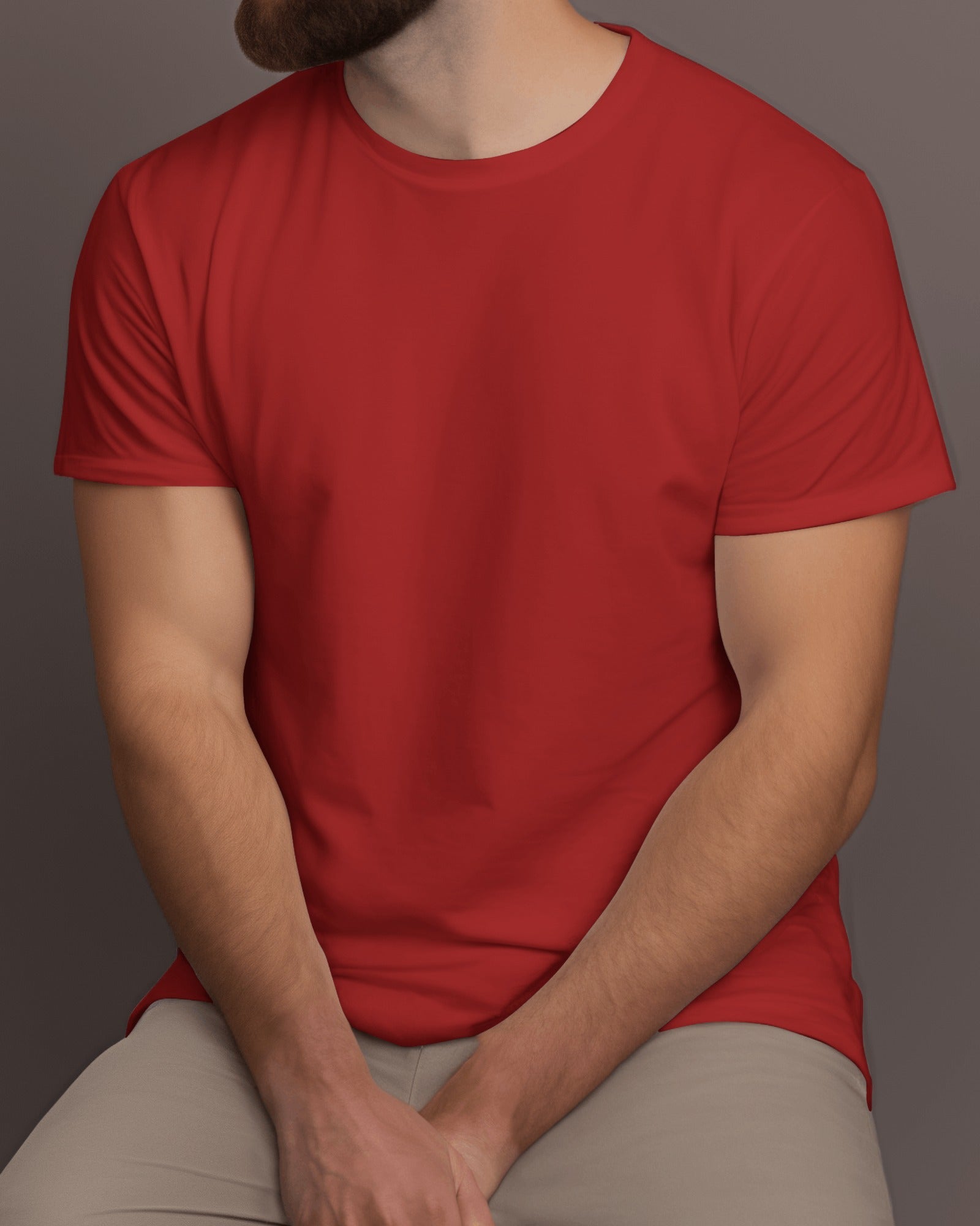 Men's Red Plain T-Shirt – Premium Cotton, Stylish & Vibrant | Buy Online in India