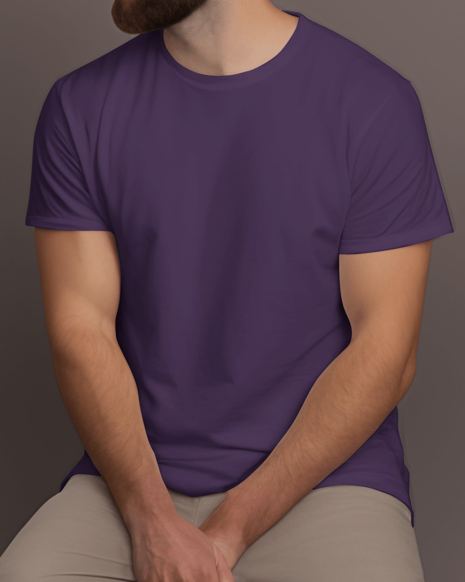 Men's Purple Premium Cotton T-Shirt – Plain, Stylish & Comfortable | Buy Online in India