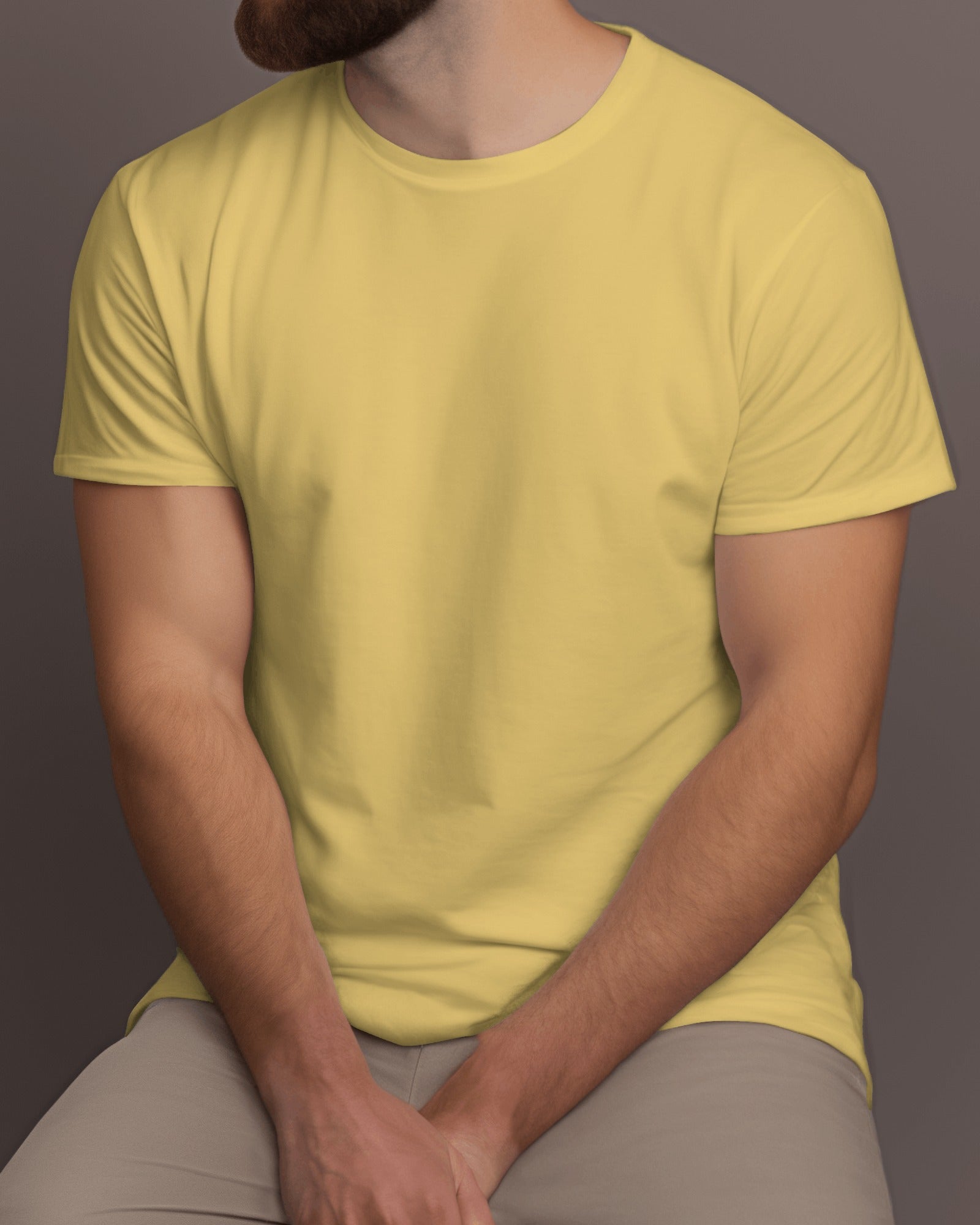 Premium Cotton Yellow T-Shirt for Men – Comfortable & Stylish