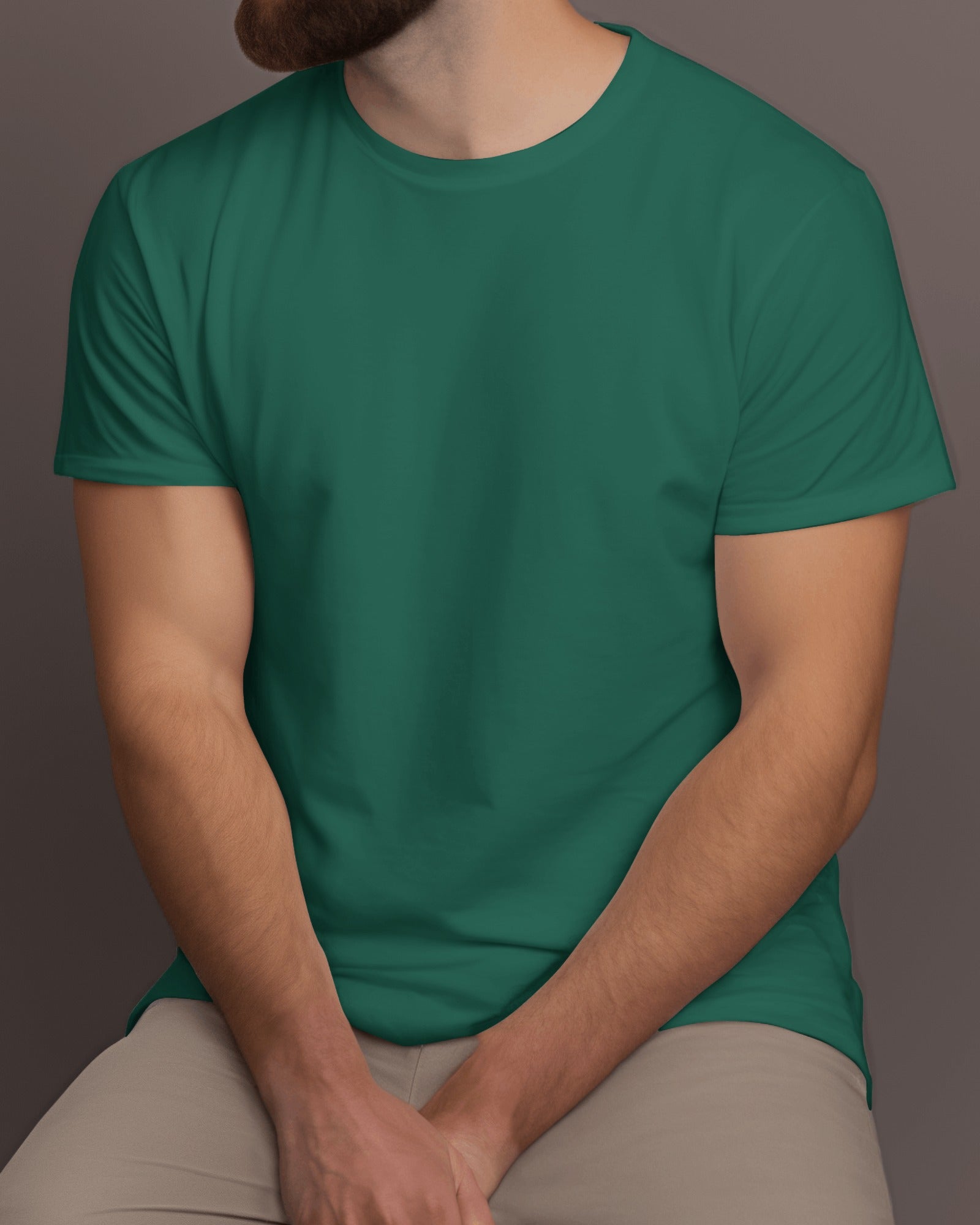 Men's Bottle Green Premium Cotton T-Shirt – Plain, Soft & Stylish | Buy Online in India
