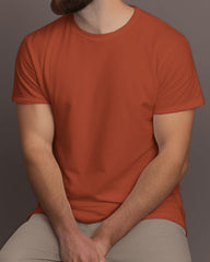 Men's Brick Red Plain T-Shirt – Premium Cotton, Stylish & Comfortable | Buy Online in India