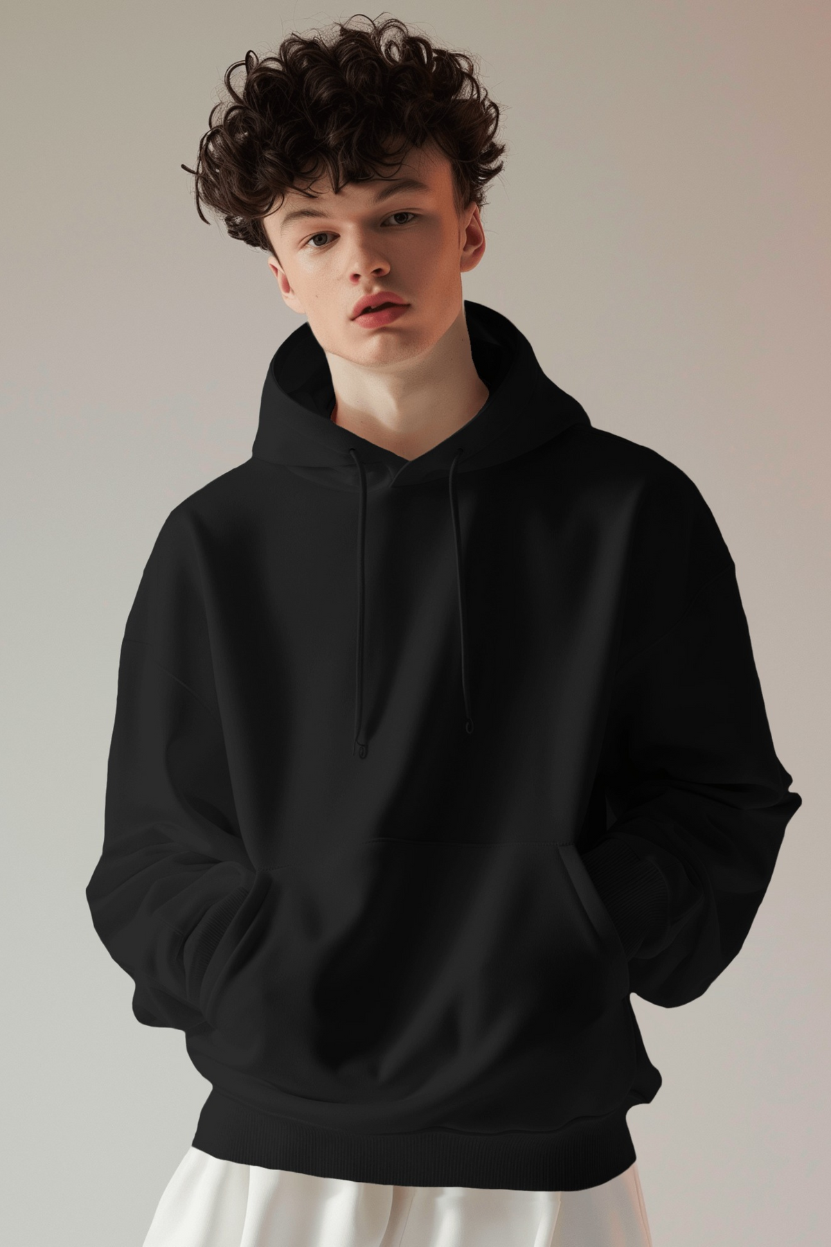 Men’s Oversized Black Hoodie with Kangaroo Pocket