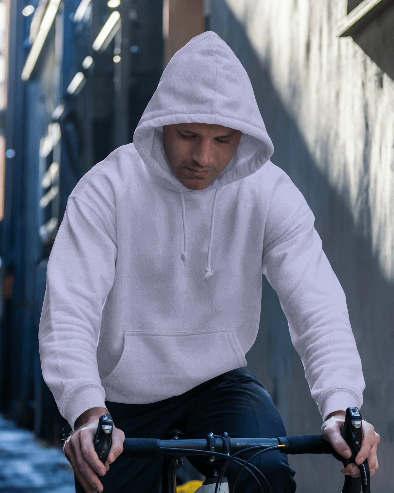 Front view of Men’s Oversized Lavender Hoodie with premium cotton fabric