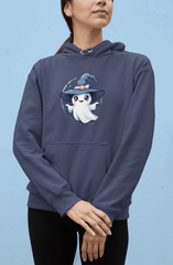 Women’s Oversized Hooded Sweatshirt with Adorable Ghost Design - Cozy & Stylish