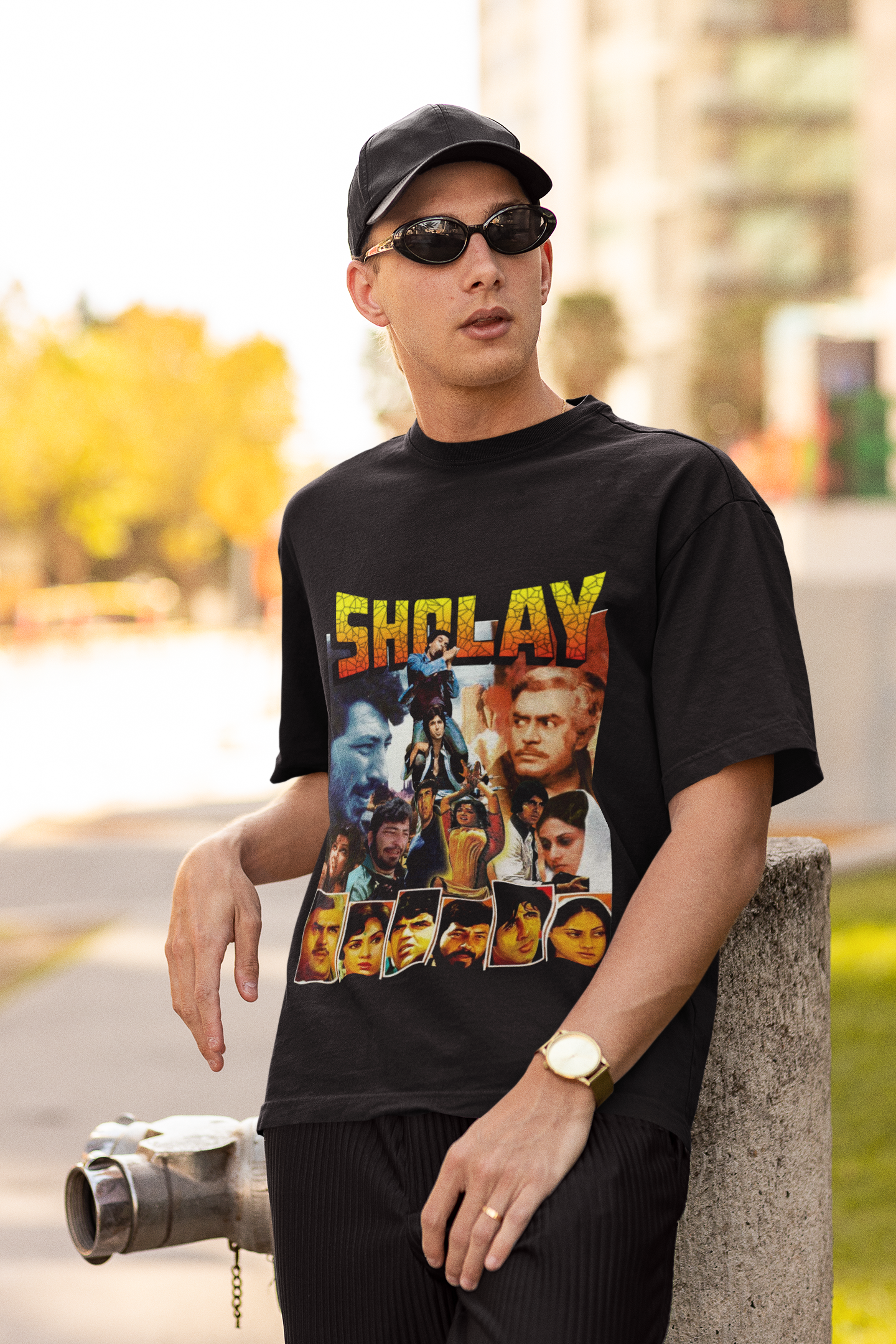 Buy Sholay Oversized T-Shirt | Vintage Bollywood Graphic Tee Online