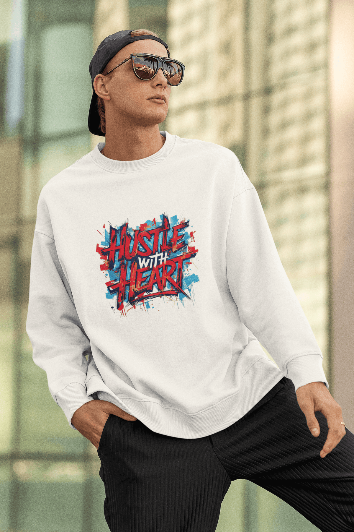 Men’s 'Hustle with Heart' Oversized Sweatshirt – Bold Comfort for the Go-Getter.