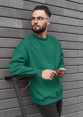 Men’s Oversized Bottle Green Premium Sweatshirt – Soft Cotton Fleece | NotchBuy India
