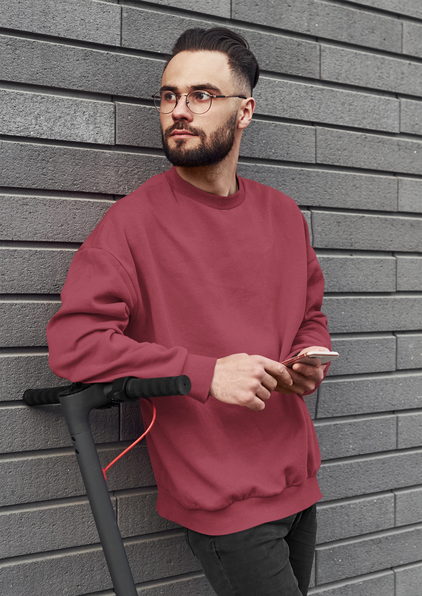 Men’s Oversized Maroon Premium Sweatshirt – Soft Cotton Fleece | NotchBuy India
