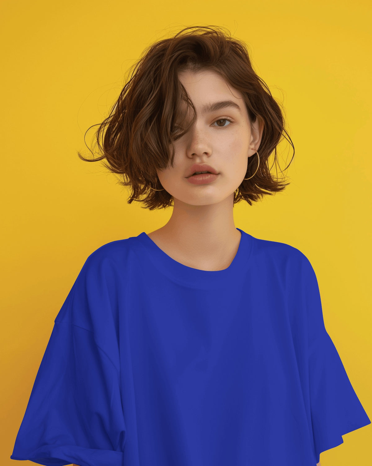 Women Royal Blue Plain oversized t shirt