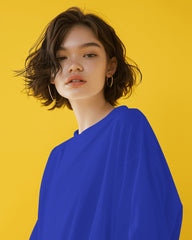 Women Royal Blue Plain oversized t shirt